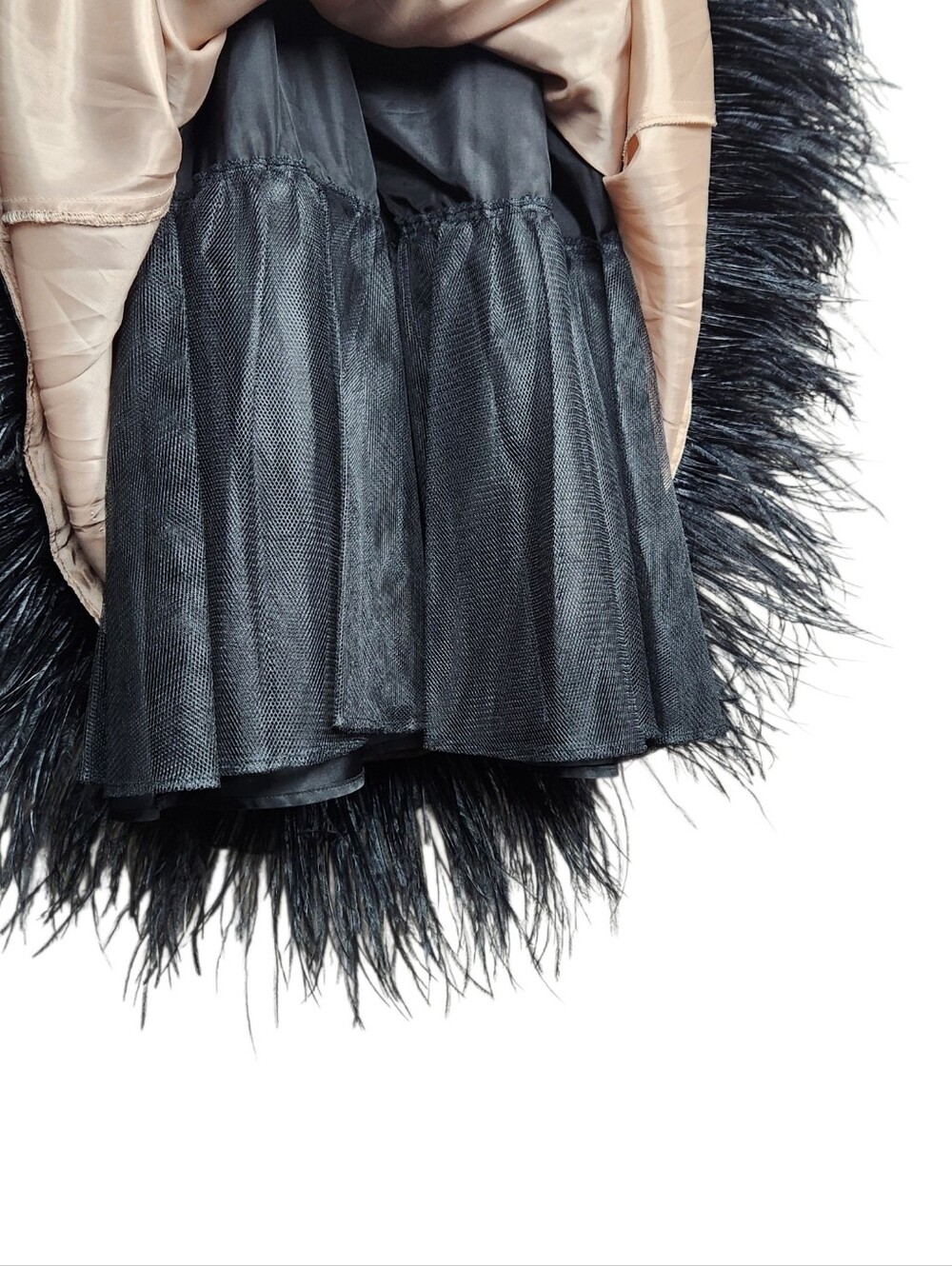 BCBGMaxAzria Black Silk Ostrich Feather Fringe Cocktail Dress LBD Womens Size 8 - Picture 10 of 15